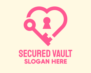 Pink Keyhole Heart  logo design