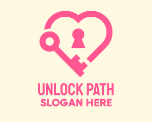 Pink Keyhole Heart  logo design