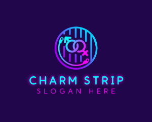 Neon Adult Handcuff logo design