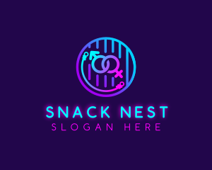 Neon Adult Handcuff logo design