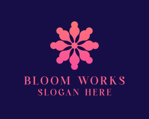 Abstract People Flower  logo design