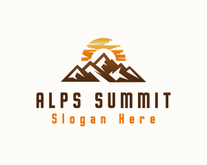 Sunset Mountain Peak logo design