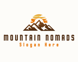 Sunset Mountain Peak logo design