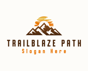 Sunset Mountain Peak logo design