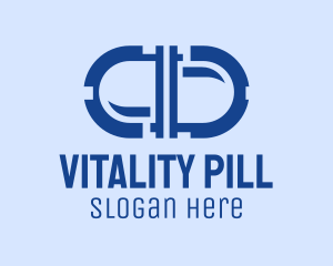 Blue Medication Pill logo design