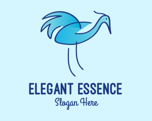 Blue Crane Bird  logo design