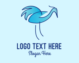 Feathers - Blue Crane Bird logo design