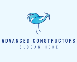 Blue Crane Bird  logo design