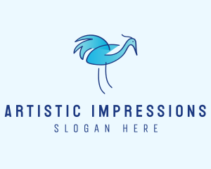 Blue Crane Bird  logo design