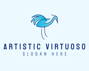 Blue Crane Bird  logo design