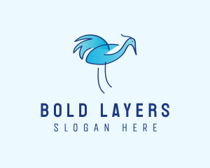 Blue Crane Bird  logo design