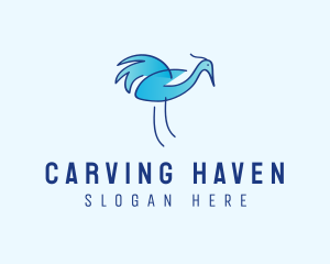 Blue Crane Bird  logo design