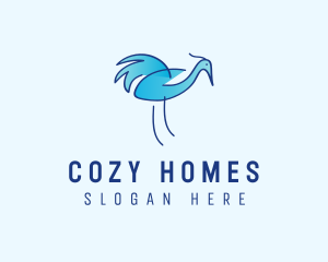 Blue Crane Bird  logo design