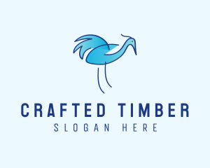 Blue Crane Bird  logo design