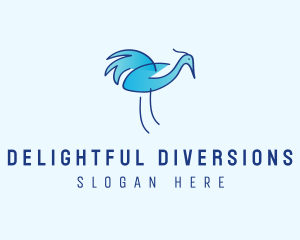 Blue Crane Bird  logo design