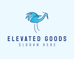 Blue Crane Bird  logo design