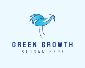 Blue Crane Bird  logo design