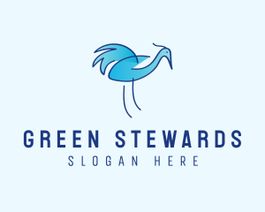 Blue Crane Bird  logo design