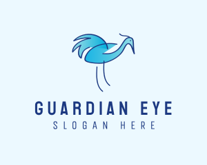 Blue Crane Bird  logo design