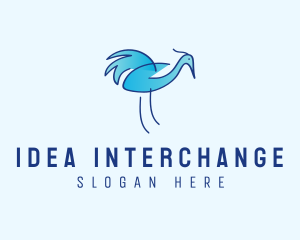 Blue Crane Bird  logo design