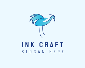 Blue Crane Bird  logo design