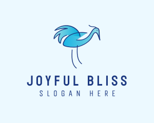 Blue Crane Bird  logo design