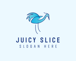 Blue Crane Bird  logo design