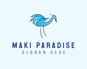 Blue Crane Bird  logo design