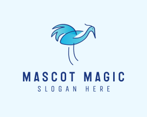 Blue Crane Bird  logo design