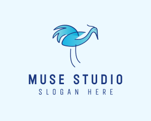 Blue Crane Bird  logo design