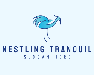 Blue Crane Bird  logo design