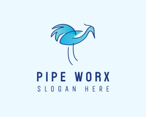 Blue Crane Bird  logo design