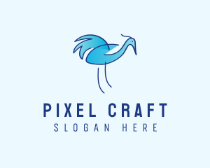 Blue Crane Bird  logo design