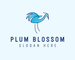 Blue Crane Bird  logo design