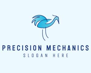 Blue Crane Bird  logo design