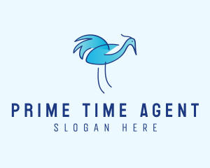 Blue Crane Bird  logo design