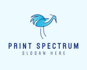 Blue Crane Bird  logo design