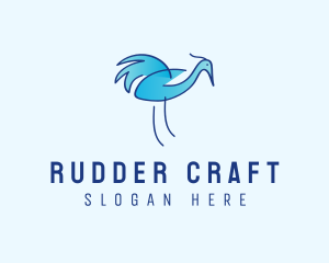 Blue Crane Bird  logo design