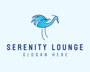 Blue Crane Bird  logo design