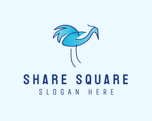 Blue Crane Bird  logo design