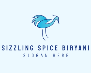 Blue Crane Bird  logo design