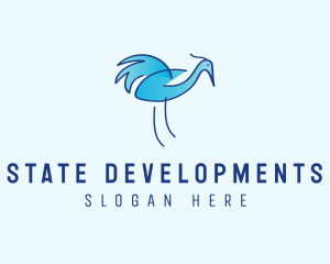 Blue Crane Bird  logo design