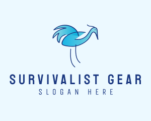 Blue Crane Bird  logo design