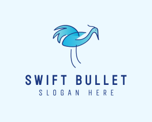 Blue Crane Bird  logo design