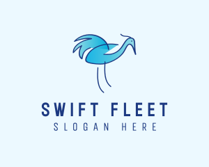 Blue Crane Bird  logo design