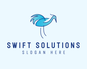 Blue Crane Bird  logo design