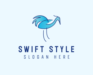 Blue Crane Bird  logo design