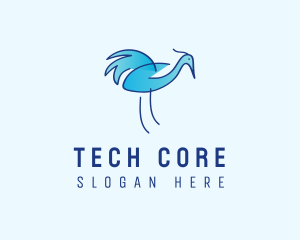 Blue Crane Bird  logo design