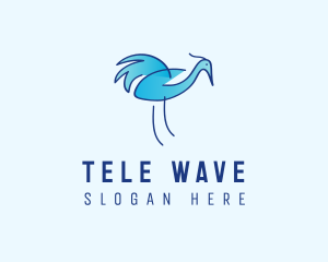 Blue Crane Bird  logo design