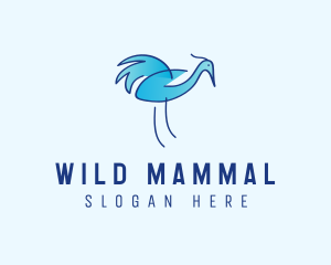 Blue Crane Bird  logo design